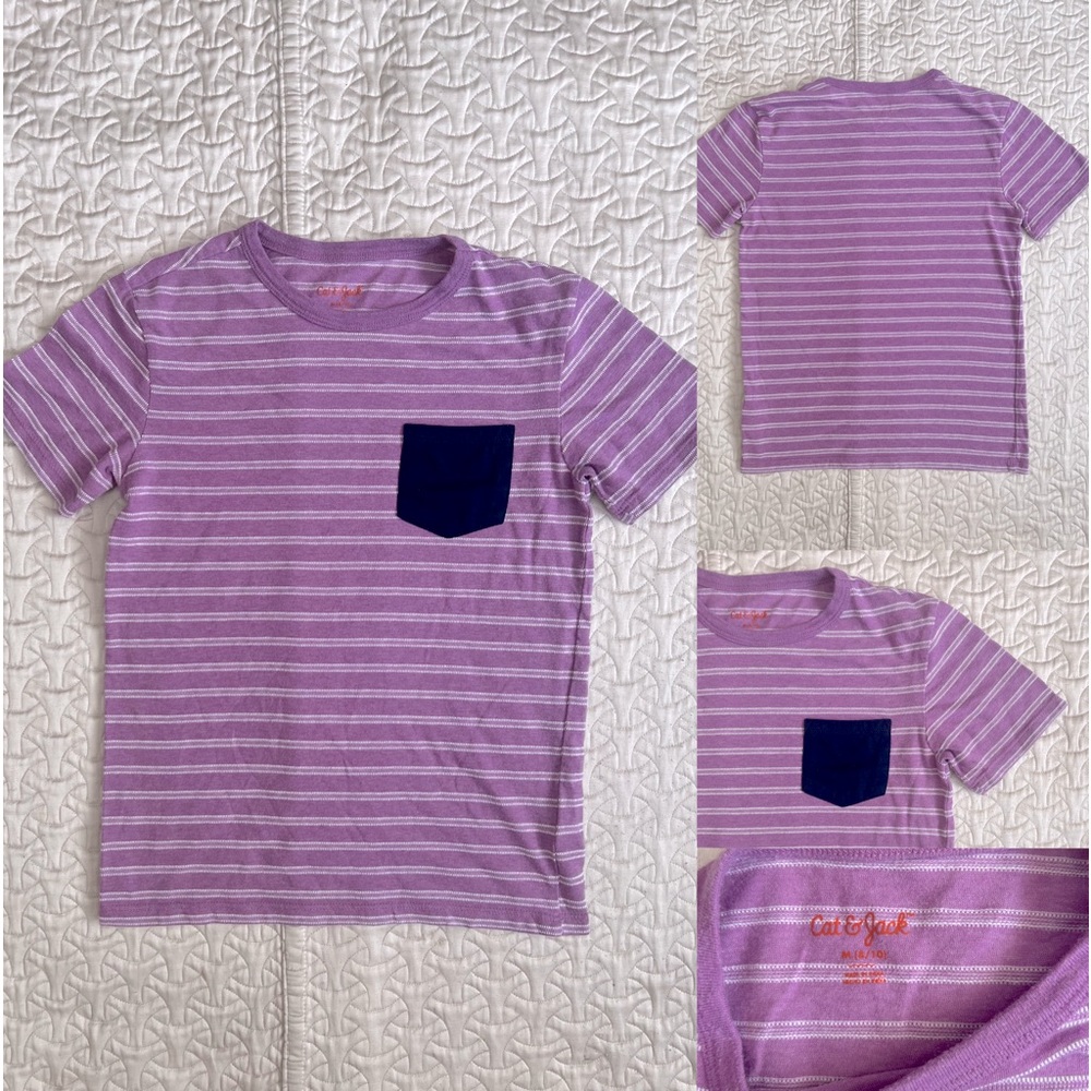 Cat and Jack - Purple Striped Shirt - Boys M (8/10)